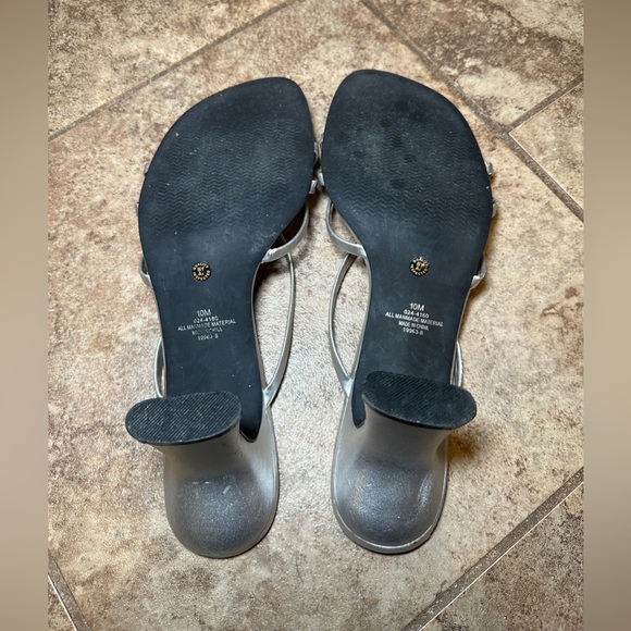 Silver Open Toe Vintage Heels Size 10 - Picture 3 of 7